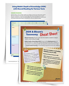 DOK & Bloom's Taxonomy Cheat Sheet and Shared Reading Chart K–5 ...