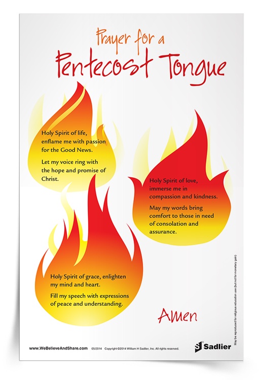 Prayer For A Pentecost Tongue Prayer Card Sadlier Religion