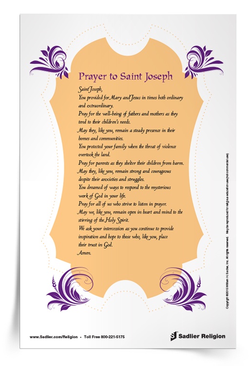 Prayer to Saint Joseph Prayer Card | Sadlier Religion