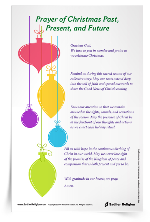 Prayer of Christmas Past, Present, and Future Prayer Card  Sadlier 