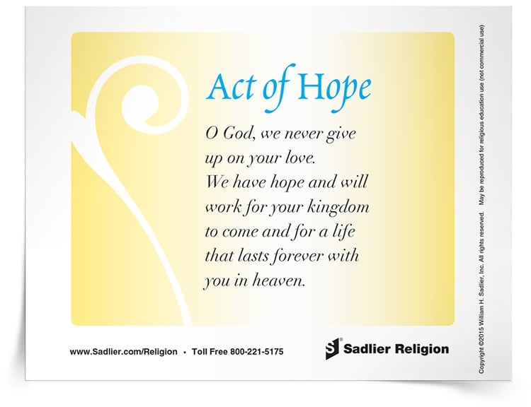 Act of Hope Prayer Card Sadlier Religion