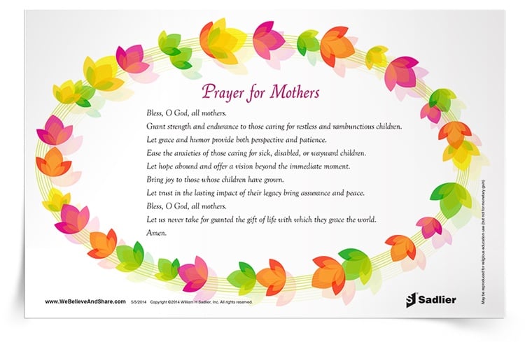 Prayer For Mothers Prayer Card | Sadlier Religion