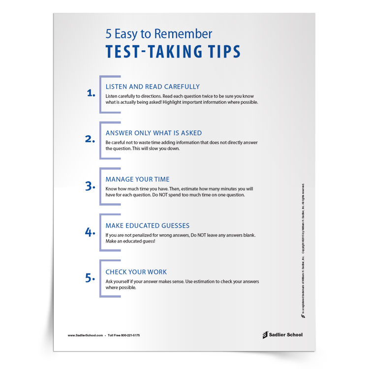 Test-Taking Strategies for Math | Grades K-8 | Sadlier School