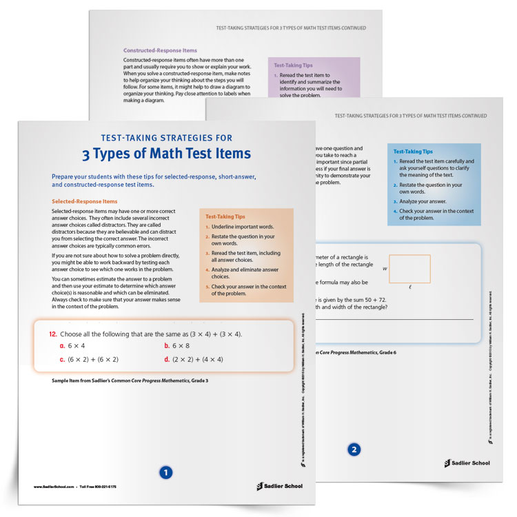 Test-Taking Strategies for Math | Grades K-8 | Sadlier School