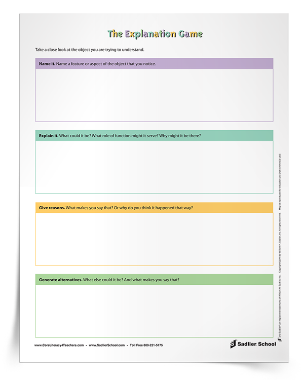 Explanation Game Note Taking Sheet 1 5 Download Sadlier School