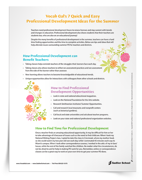 7-Quick-and-Easy-Professional-Development-Ideas-for-the-Summer-Tip-Sheet